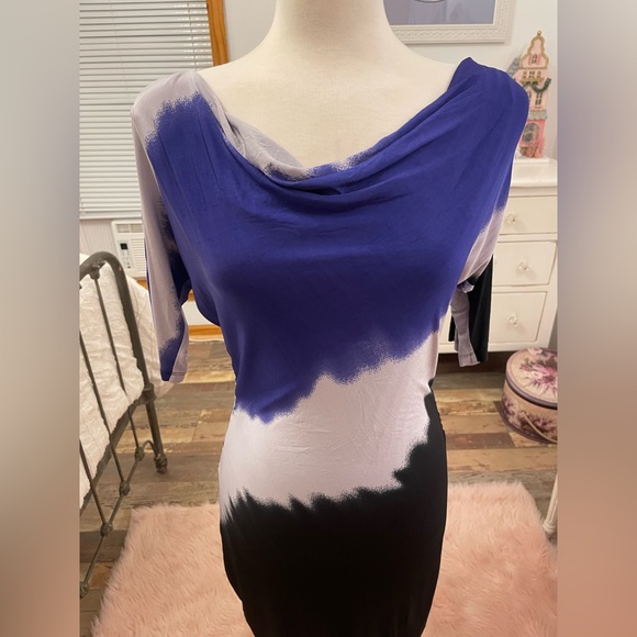 Kenneth Cole New York beautiful, clingy dress! Blue, purple + black ombré dress - Picture 2 of 6